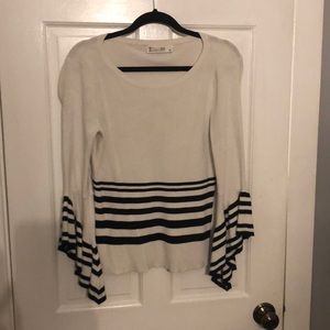 White & Black NY&Co sweater with flounce sleeves